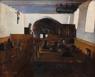 Een Kerkdienst op het Eiland Mors, Jutland door Fridolin Johansen
