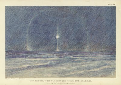 Lichtverschijnselen in de poolnacht, 22 november 1893 (pastelschets) door Fridtjof Nansen