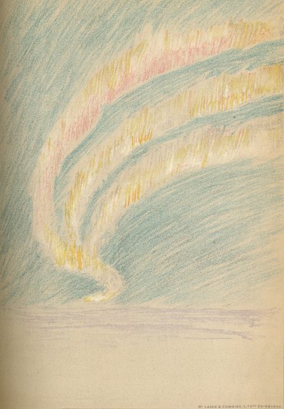 Stromen van het noorderlicht, 28 november 1893. Pastelschets, 1893 1897 door Fridtjof Nansen