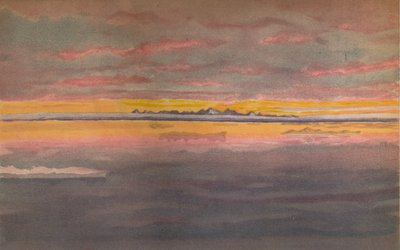 Zonsondergang aan de Noordkust van Azië, ten noorden van de Monding van de Chatanga, 1893, 1897 door Fridtjof Nansen