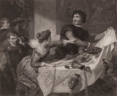 Shakespeare: De Getemde Feeks (gravure) door Friedrich Schwoerer