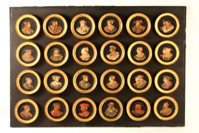 Een collectie van vierentwintig tekenaars als portretmedaillons door Friedrich (after) Hagenauer