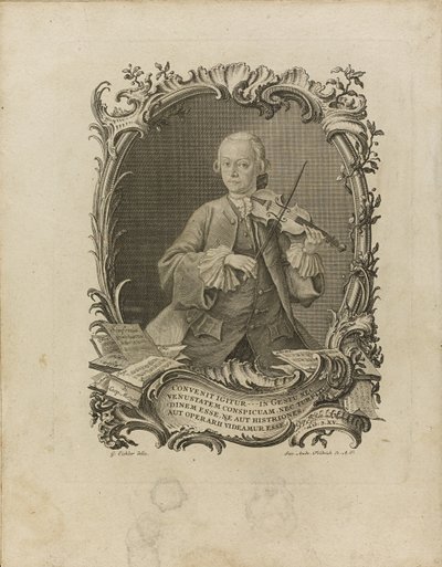 Leopold Mozart. Frontispice van de Versuch einer gründlichen Violinschule, 1756 door Friedrich