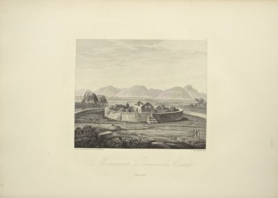 Peruviaans monument van Canar, getekend door Gmelin, gegraveerd door Bouquet, illustratie uit 