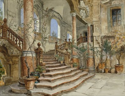 Marmeren trap in het Palazzo Bonagia in Palermo door Friedrich Alois Schönn