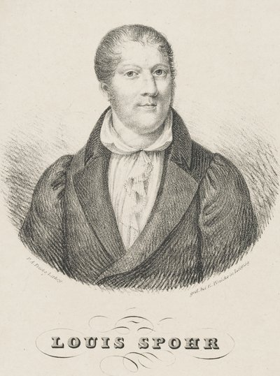 Portret van Louis Spohr 1784-1859, ca. 1830-1840 door Friedrich August Fricke