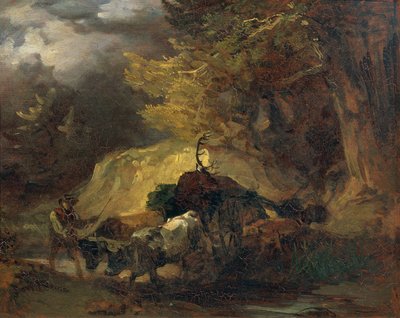 Na de jacht (terugkeer van de hertenjacht) door Friedrich August Mathias Gauermann