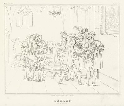Hamlet, Act III, Scene 2 (gravure) door Friedrich August Moritz Retzsch