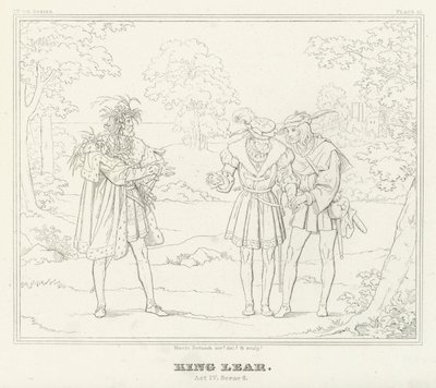 Koning Lear, Act IV, Scene 6 (gravure) door Friedrich August Moritz Retzsch