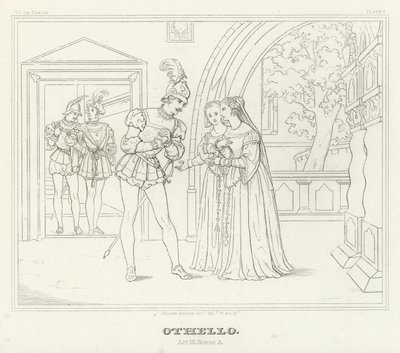 Othello, Act III, Scene 3 (gravure) door Friedrich August Moritz Retzsch