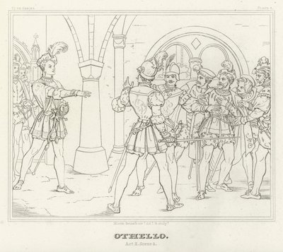 Othello, Act II, Scene 3 (gravure) door Friedrich August Moritz Retzsch