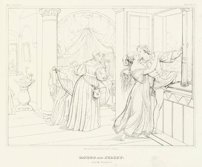 Romeo en Julia, Acte III, Scene 5 door Friedrich August Moritz Retzsch