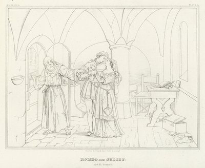 Romeo en Julia, Acte II, Scene 6 door Friedrich August Moritz Retzsch