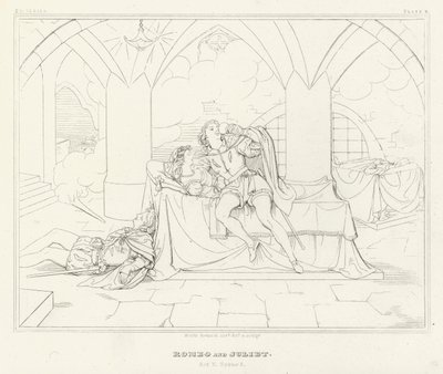 Romeo en Julia, Act V, Scene 3 door Friedrich August Moritz Retzsch