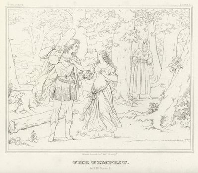 De Storm, Act III, Scene 1 (gravure) door Friedrich August Moritz Retzsch