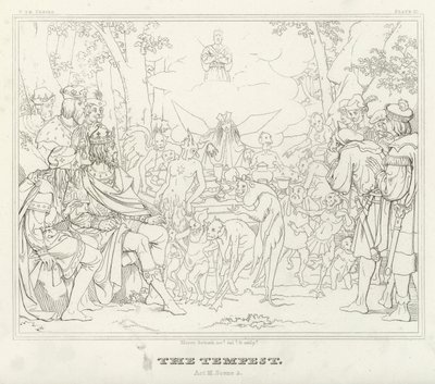 De Storm, Act III, Scene 3 (gravure) door Friedrich August Moritz Retzsch