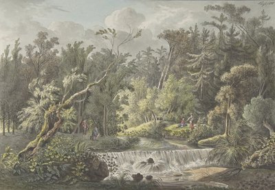 Landschap met waterval, laat 18e-begin 19e eeuw door Friedrich Christian Klass