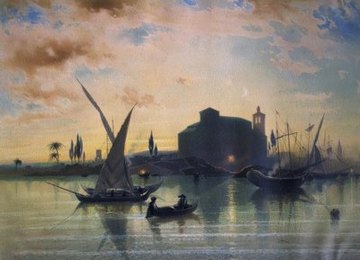 SPANJE – ZICHT OP SEVILLA – DE GUADALQUIVIR – 1867 door Friedrich Eibner