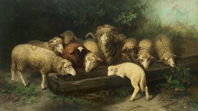 De schapendrinkplaats door Friedrich Ferdinand Schmalzigaug