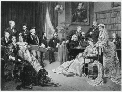 Richard Wagner en Liszt in Bayreuth met Cosima en Siegfried - naar Fritz Georg Papperitz door Friedrich Georg Papperitz