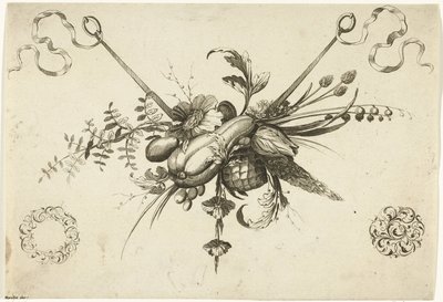 Festoen met bloemen, bladeren en vruchten door Friedrich Jacob Morisson