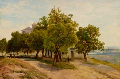 Boomgroep op de Kahlenberg met uitzicht op Wenen door Friedrich Loos