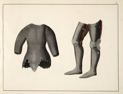 Wapenrusting, plaat uit A History of the Development and Customs of Chivalry, door Dr. Franz Kottenkamp, uitgegeven door Carl Hoffmann, 1842 door Friedrich Martin von Reibisch