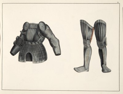 Wapenrusting, plaat uit A History of the Development and Customs of Chivalry, door Dr. Franz Kottenkamp, uitgegeven door Carl Hoffmann, 1842 door Friedrich Martin von Reibisch