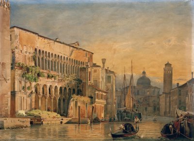Canal Grande met Palazzo Fondaco dei Turchi door Friedrich Nerly