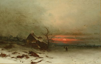 Terug naar huis bij zonsondergang door Friedrich Nicolai Joseph Heydendahl