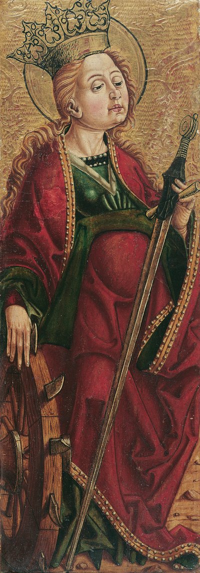 Heilige Katherina (binnenzijde) en Heilige Stephanus? (buitenzijde) door Friedrich Pacher (Umkreis)