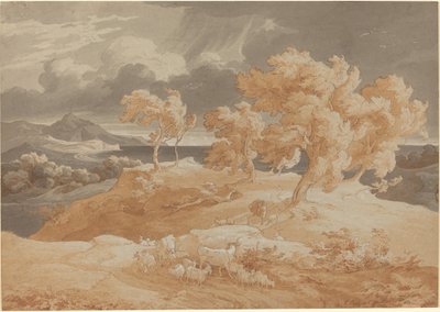 Italiaans Kustlandschap met een Onweersbui door Friedrich Preller the Elder