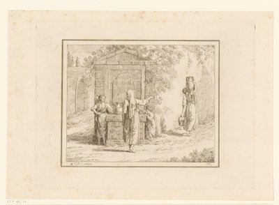 Vrouwen bij waterput door Friedrich Rehberg
