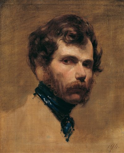 Zelfportret met een blauwe sjaal door Friedrich Ritter von Amerling