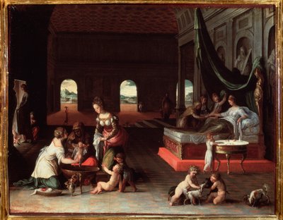 Geboorte van een kind door Friedrich Sustris