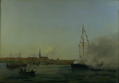 De Haven bij Nyborg. Op de Voorgrond de Kutter "Neptun" door Friedrich Theodore Kloss