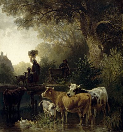 Wasvrouw bij de beek door Friedrich Voltz