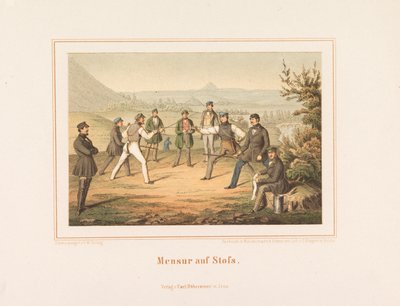 Mensur op Stofs. Beelden uit het Duitse studentenleven, 1865 door Friedrich Wilhelm Geiling