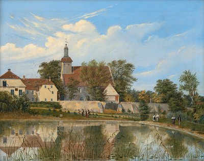 Duits: Uitzicht op de dorpskerk in Tempelhof door Friedrich Wilhelm Klose