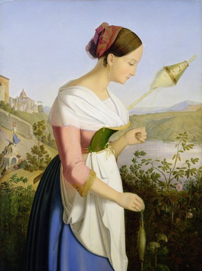Italiaans meisje met een draaiende jurk door Friedrich Wilhelm Mueller