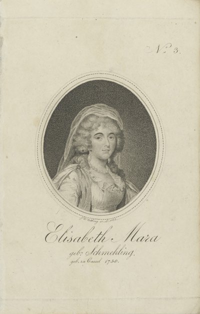 Gertrud Elisabeth Mara, geboren Schmeling 1749-1833, 1803 door Friedrich Wilhelm Nettling