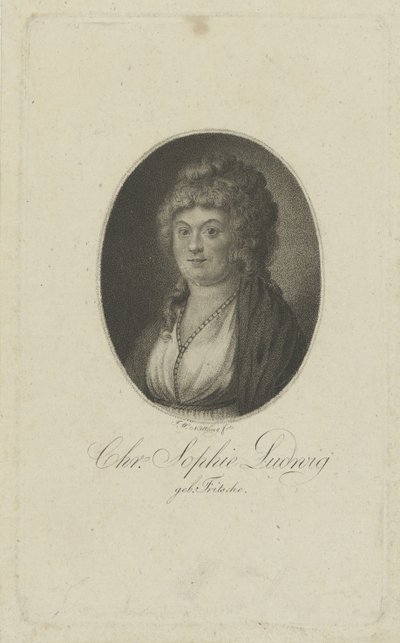 Portret van de auteur Christiane Sophie Ludwig, geboren Fritsche 1764-1815, c. 1810 door Friedrich Wilhelm Nettling