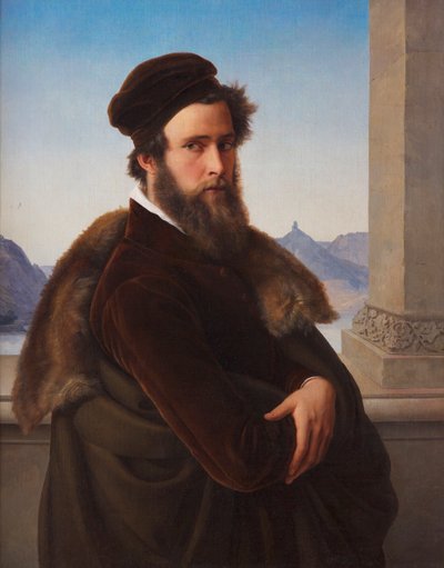 Baardige man Jacob Becker, genaamd Becker von Worms, 1832 door Friedrich Wilhelm von Schadow