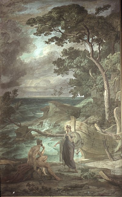 Aankomst van Odysseus bij de nimf Calypso, Scènes uit de Odyssee door Friedrich the Elder Preller