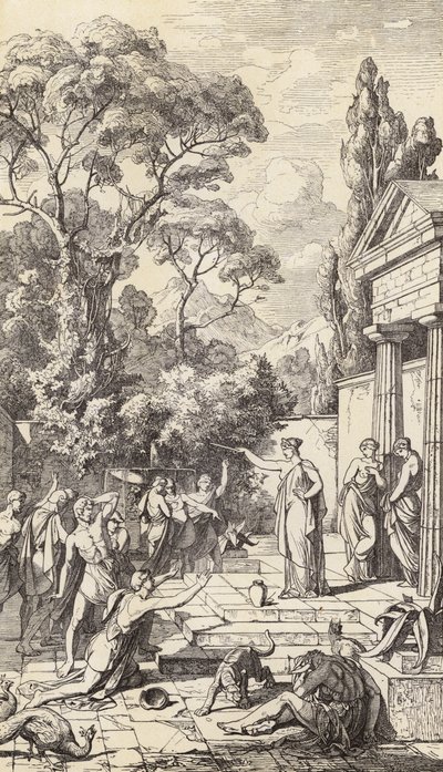 Circe werkt haar magie door Friedrich the Elder Preller