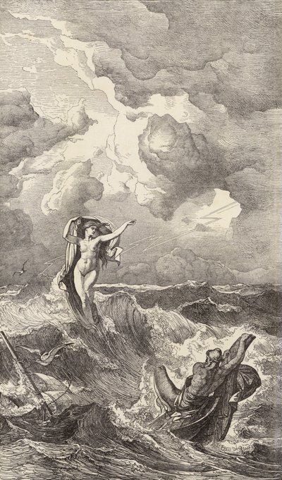 Leucothea en Odysseus door Friedrich the Elder Preller