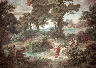 Odysseus en Nausicaa, Scènes uit de Odyssee door Friedrich the Elder Preller