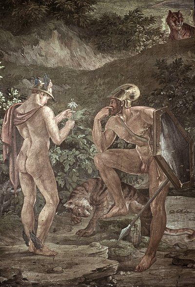 Odysseus op het eiland Circe, Scènes uit de Odyssee door Friedrich the Elder Preller