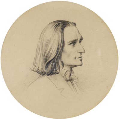 Portret van de componist Franz Liszt door Friedrich the Elder Preller