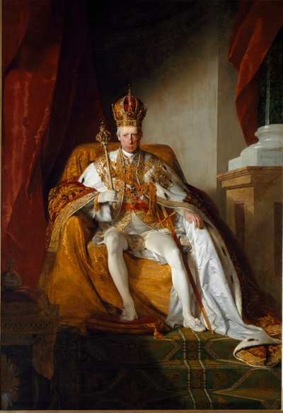 Portret van keizer Frans II van Oostenrijk in keizerlijke gewaden door Friedrich von Amerling